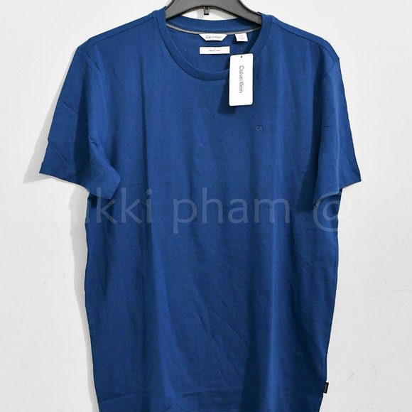 Calvin Klein Men's Cotton Crew Neck Breathable Liquid Touch T-shirt IN BLUE - Picture 2 of 4